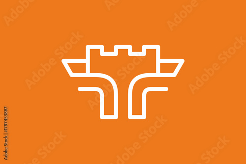 Letter F Fortress Logo 