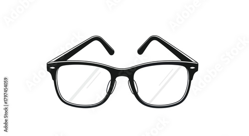 Black-rimmed eyeglasses with clear lenses vector illustration.
