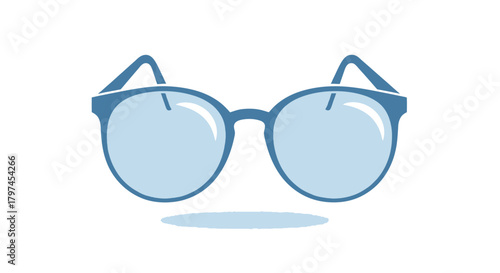 Stylish blue eyeglasses with round frames and light blue tinted lenses.