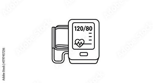 Digital Blood Pressure Monitor with Cuff and Display.