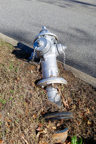 fire hydrant knocked over. hit and run
