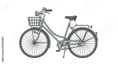 Classic Vintage Bicycle with Front Basket and Rear Rack.