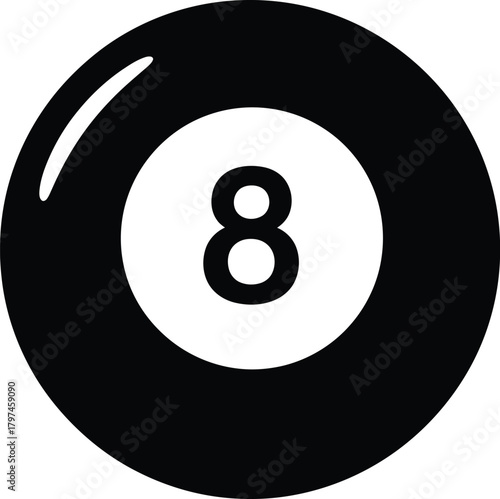 Eight ball vector graphic black and white billiard ball clip art image eps silhouette