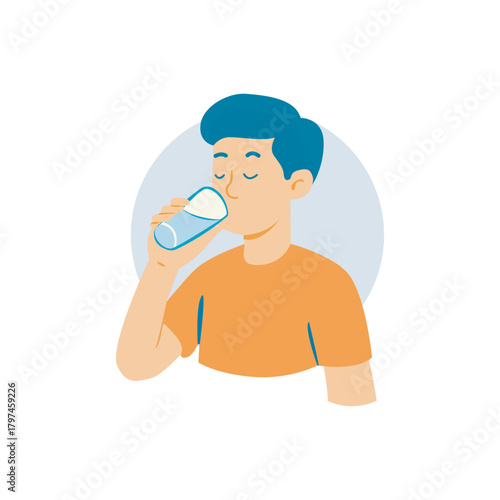 Drinking water, healthy lifestyle icon. Person drinking water. hydration, wellness and lifestyle vector for blogs, posters, and educational use.