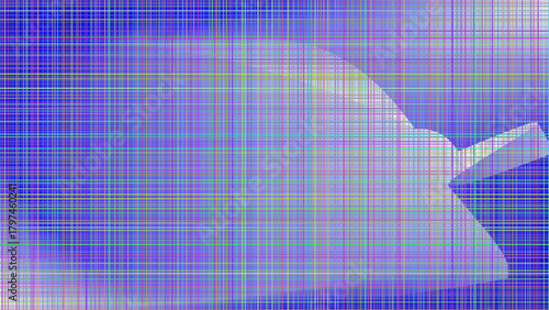 A faint silhouette of a stealth aircraft superimposed on a vibrant blue and purple grid pattern.