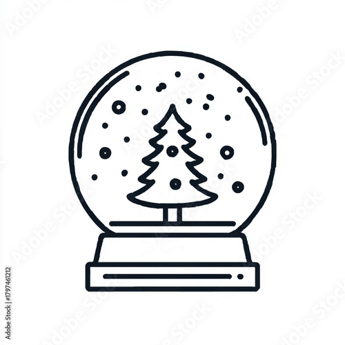 Christmas Tree Inside Snow Globe with Falling Snow

