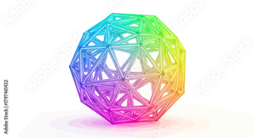 Rainbow Colored Geometric Sphere with Triangular Facets.
