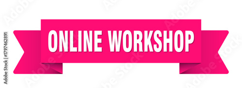 online workshop ribbon isolated on transparent background. online workshop ribbon