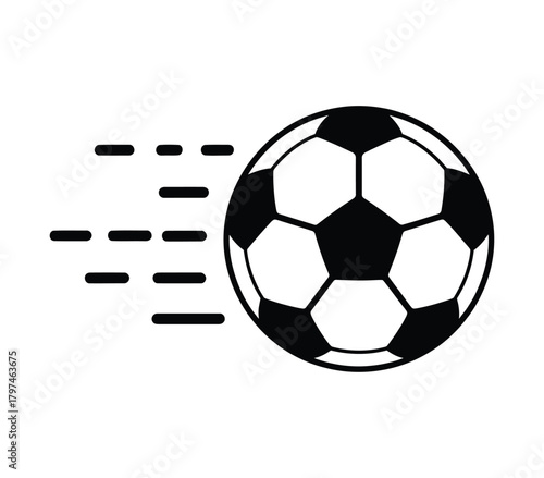 Fast Moving Soccer Ball Icon - Football Speed and Motion Vector Illustration