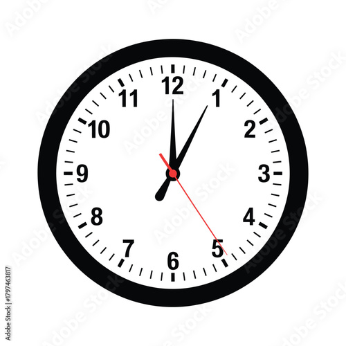 Classic Round Wall Clock Face Icon: Time, Deadline, and Punctuality Concept