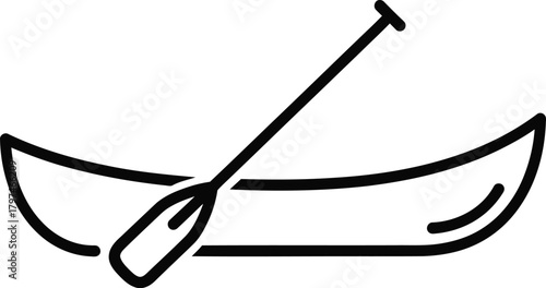 Canoe and paddle outline vector illustration for water sport activity eps silhouette