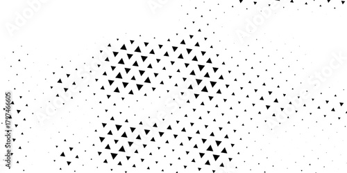 Triangular Halftone Texture Retro wave Vector Geometric Technology Abstract Background. Half Tone Triangles Retro Colored Pattern. Minimal 80s Style Dynamic Tech Structure Wallpaper