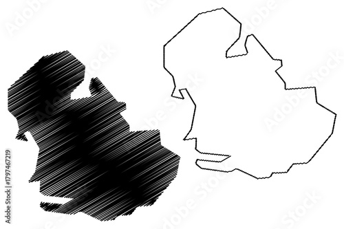 Cameron island (Canada, Nunavut Territory, North America) map vector illustration, scribble sketch Cameron map