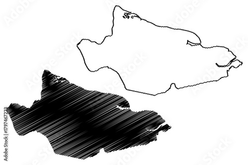 Canvey island (United Kingdom of Great Britain and Northern Ireland, England) map vector illustration, scribble sketch Isle of Canvey map