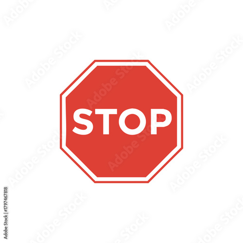 Red Stop Sign Warning Symbol for Traffic Control