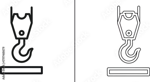 Crane hook vector icon construction lifting equipment outline symbol set eps silhouette
