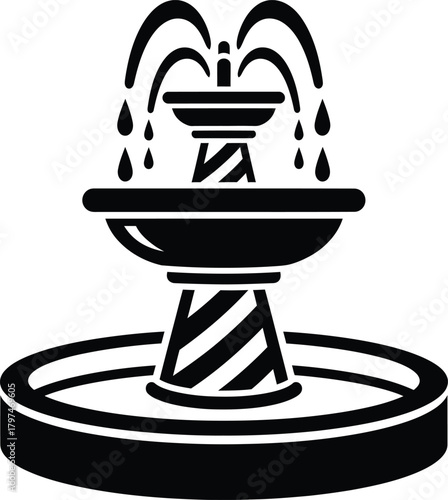 Black and white fountain vector illustration water feature design art eps silhouette