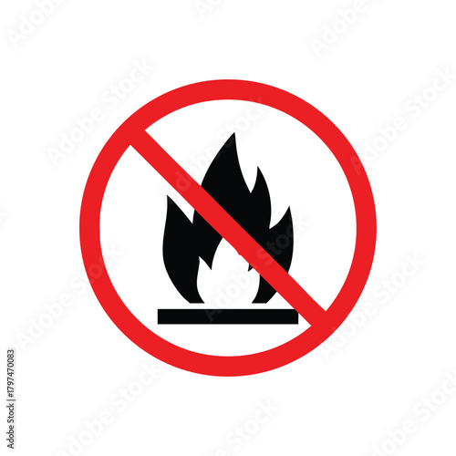 No open flame warning symbol prohibition sign