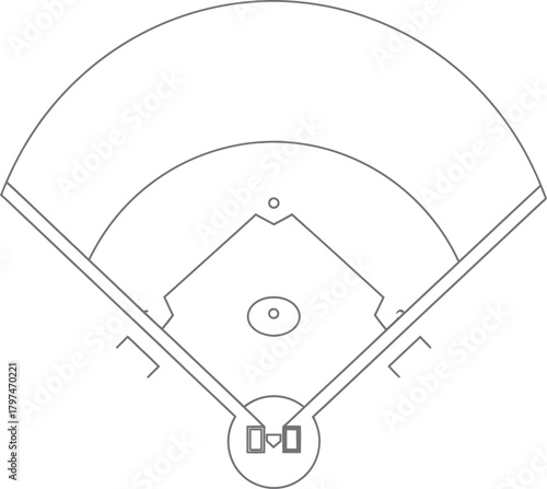Baseball field diagram outline for sports education and training design eps silhouette