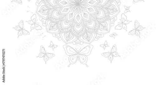 Intricate Mandala Design with Delicate Butterflies.