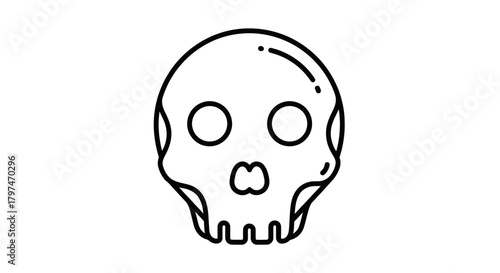 Simple Line Art Illustration of a Human Skull.