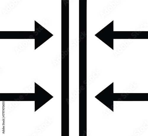 Compression force diagram black arrows pushing towards center illustration eps silhouette
