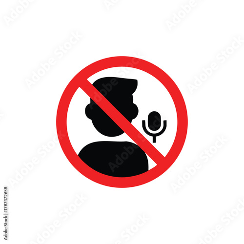 No Recording Symbol Person and Microphone Icon