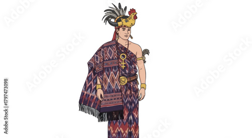 Illustration of a Woman in Traditional Indonesian Costume.