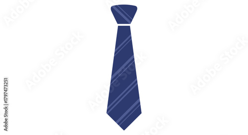 Elegant Blue Striped Necktie Isolated on White Background.