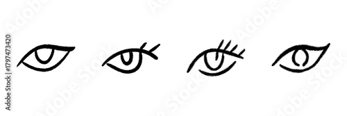Eye Line Icon Set In Doodle Style. Vision, Perception, And Expression Outline Sketch Collection. Artistic Representation Of Eyes. Hand Drawn Isolated Vector Illustration