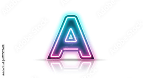 Glowing Neon Letter A with Cyan and Magenta Outline.