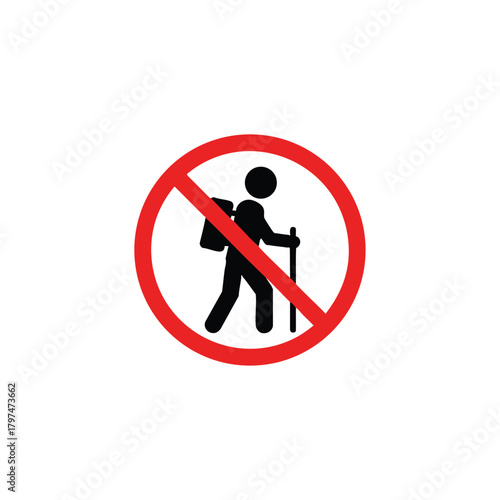 No Hiking Sign Indicating Restriction