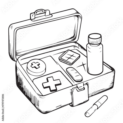 first aid kit bag vector illustration