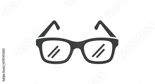 Simple Black Eyeglasses Icon with Thick Frames and Lenses.