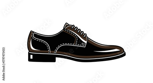 Elegant Black Leather Mens Dress Shoe with Laces.
