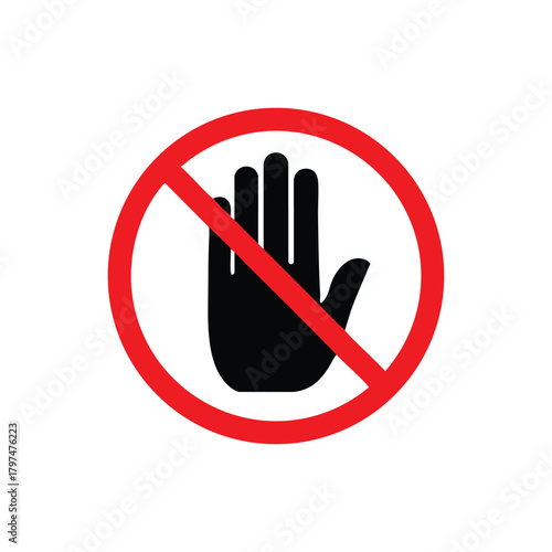 Prohibition Hand Symbol Stop Sign Warning