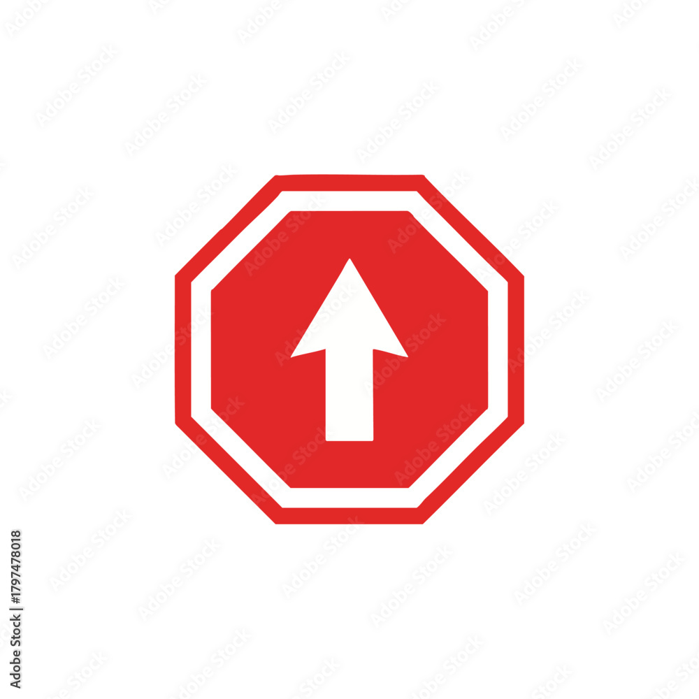 Obraz premium Red traffic sign with white arrow pointing up