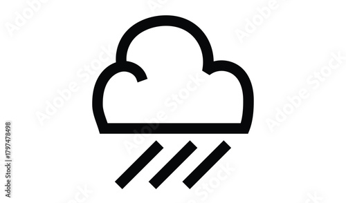 Rain cloud icon isolated om transparent background. Weather forecast line icon. Stylized Cloud with Diagonal Lines for Forecast Apps, Seasonal Graphics
