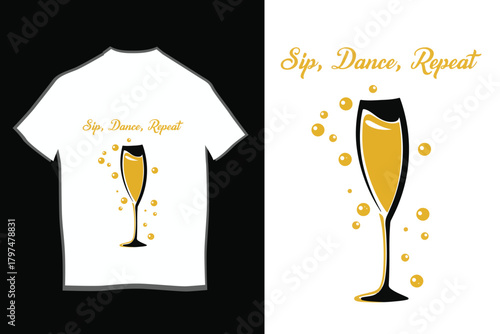 Sip, Dance, Repeat Champagne T-Shirt Graphic