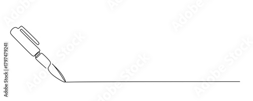 One continuous line of pen writing on a sheet. Vector illustration.