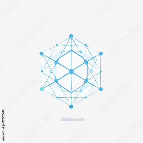 Abstract digital network structure with connected dots and lines.