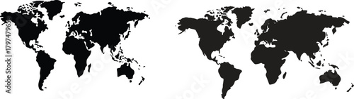Global Map Silhouette Outline Vector Illustration
