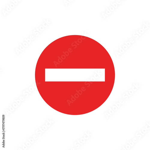 Red prohibition traffic sign indicating no entry
