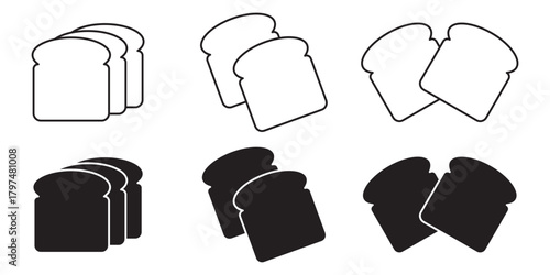 Toast bread, Sliced bread vector icon in line style design for website design, app, UI, isolated on white background. Editable stroke. EPS 10 vector illustration.