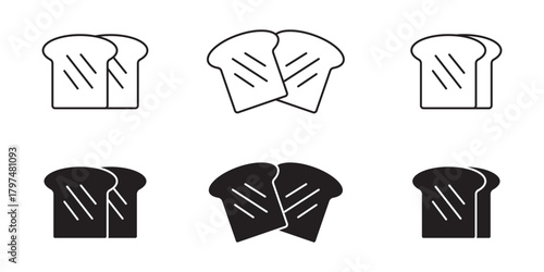 Toast bread, Sliced bread vector icon in line style design for website design, app, UI, isolated on white background. Editable stroke. EPS 10 vector illustration.