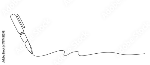 One continuous line of pen writing on a sheet. Vector illustration.
