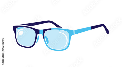 Stylish Blue and Black Eyeglasses with Clear Lenses.