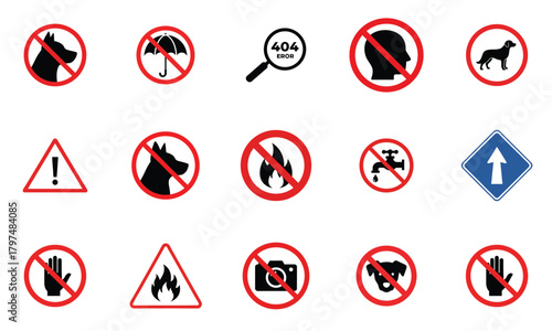 Free Download Collection of prohibition signs and warning symbols set - GFXLoad
