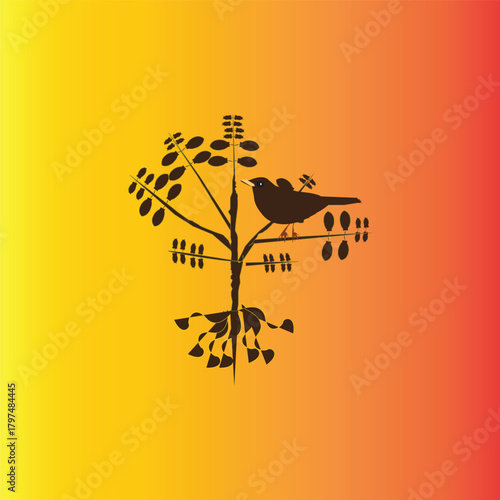 silhouette-bird-on-tree-gradient-background-vector.