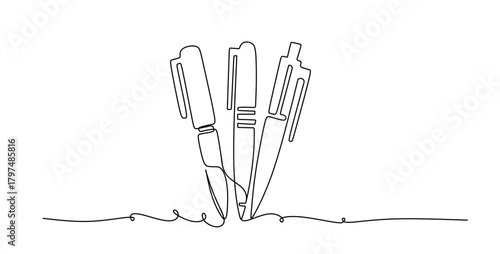 One continuous line of pen writing on a sheet. Vector illustration.